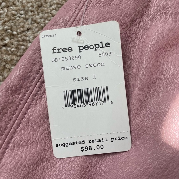 NWT FREE PEOPLE | Payton Paper Bag Faux Leather Skirt in Mauve Swoon - Size 2 - Picture 10 of 10